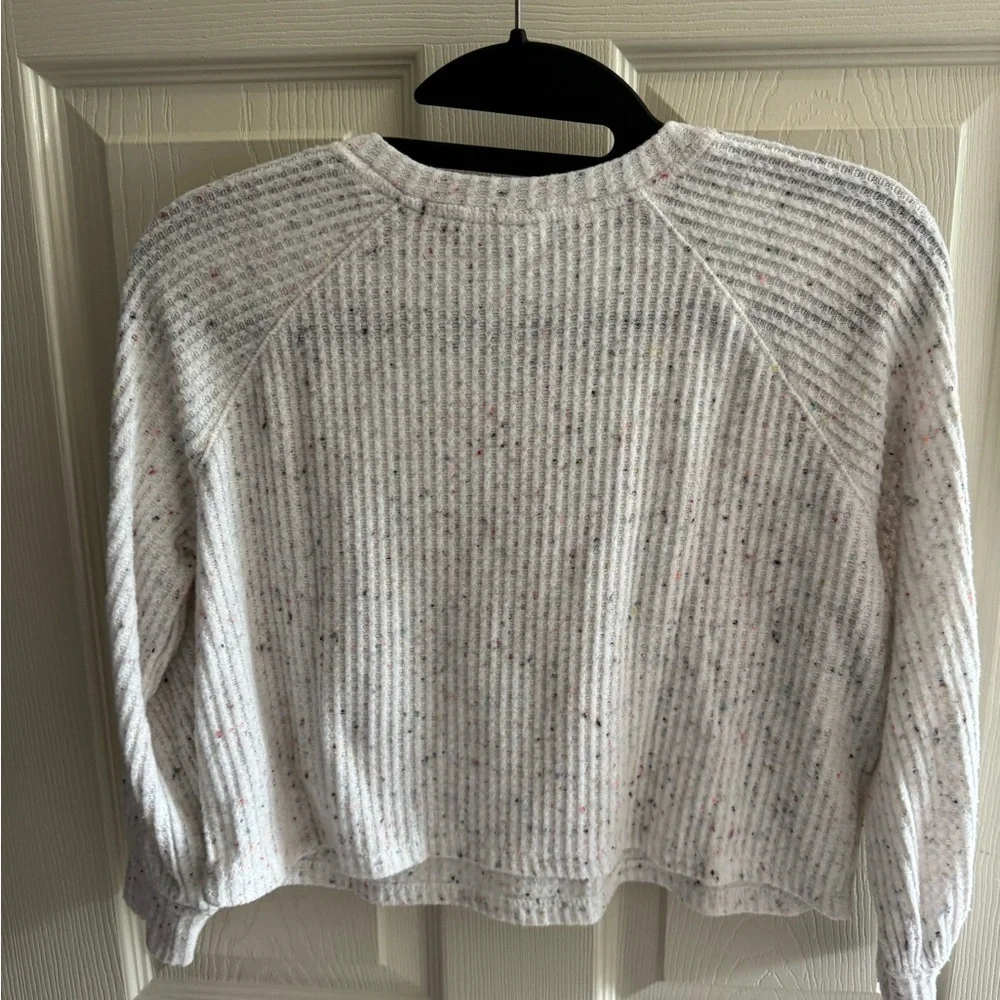 Old Navy Ribbed Long Sleeve Henley - Speckled White